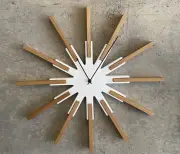 Clock Wooden Star Wall Clock/White Check Mid-Century Eames Vintage 50'S 60'S No