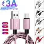 1M 2M 3M Heavy Duty Type C Fast Charger Braided Cable Quick Chargeing Cord Lead