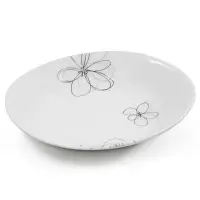 在飛比找Yahoo!奇摩拍賣優惠-【日本進口】白釉蝴蝶花 8.0＂橢圓湯盤【C08PL2-54
