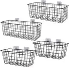 4 Pack Wire Storage Baskets Household Metal Wall-Mounted Containers Organizer Bi