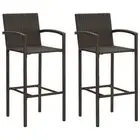 Bar Stools 2 pcs Brown Poly Rattan Indoor Outdoor Furniture Set Modern Des 13451