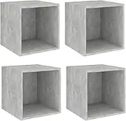 vidaXL 4X Wall Cabinets Home Organiser Decor Living Room Storage Hanging Wall-Mounted Floating Cabinet Furniture Shelf Concrete Grey Engineered Wood