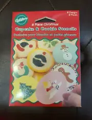 WILTON Cookie Cupcake Stencils Christmas Holiday Baking Snowman Tree Wreath