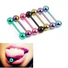 7pcs Colorful Steel Ball Bar Tongue Rings Body Piercing Jewelry Tounge Bars AU
