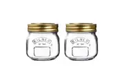 2x Kilner Genuine 250ml Glass Preserve Jar w/ Metal Lid Kitchen Container Clear