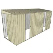 Build-a-Shed 1.5 x 4.5 x 2m Dual Single Sliding Side Door Skillion Shed - Cream