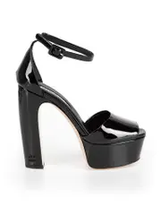 Black Patent High Platform Sandals