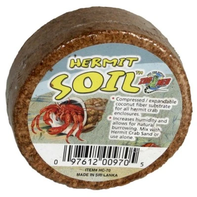 NEW Zoo Med Hermit Crab Soil Puck Compressed Expandable Coconut Fiber Substrate