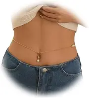 [Eyraevor] Pearls Navel Piercing Dangle Belly Button Rings Sexy Belly Body Jewelry for Women Summer Pearls Belly Chain