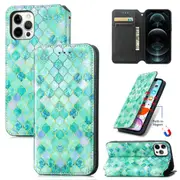 CaseNeo For Apple iPhone 12 Pro Max Leather Wallet Flip Case With RFID Blocking Credit Card Holder Slots Cover - Emerald