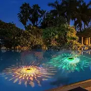 Solar Underwater Lights Floating Pool Lights with RGB Color Changing Rechargeable Fish Pattern Swimming Pool Lights IP67 Outdoor Pool Lights with 6 Lighting Mo