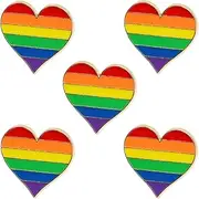 [ONLYKXY] 5pcs Brooch Pins Rainbow Lapel Pin Collar Pin Clips Pride Pin Brooch Badge Buttons Heart-Shaped Rainbow Brooch Cute Enamel Pin for Backpacks Hats Clothes Bags Decoration Jewelry brooches Gift