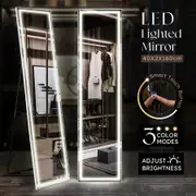 LED Full Length Mirror Floor Vanity Free Standing Body Wall Mounted Hanging Leaning Lighted Hallway Bedroom Dressing Makeup 3 Light Colours 40x2x160cm