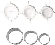 6 Pcs Dumpling Maker Set,3 Size Manual Dumpling Pasty Molds and 3 Dumpling Skin Press Cutter,Easy-Tool for Dumpling Wrapper Dough Stamp Cutter,Washable Pastry Pie Dough Press Set
