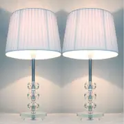 2x Modern Designer Bedside Lamps - White Shades