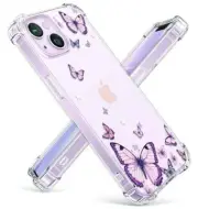 OOZ Crystal Phone Case for iPhone 13/14 6.1 Inch Alluring Purple Butterfly