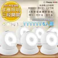 在飛比找PChome24h購物優惠-(6入)【幸福媽咪】360度人體感應電燈LED自動照明燈/壁