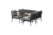 Livsip 4 Seater Outdoor Dining Set Black Table and Chairs