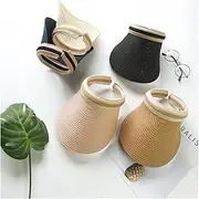 [TOMYEUS] Sun Hats Ladies Summer Sun Hat Handmade Pure Natural Raffia Sun Hat Outdoor UV Protection Straw Hat Beach Cap (Color : White)