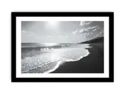 Black and white Beach Framed Print