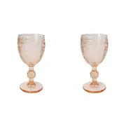 2x LVD Stemmed Festive 17cm Red Wine Glass Beverage Cup Glassware Barware Orange