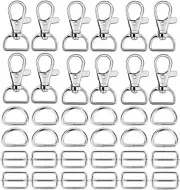 Hysagtek 60 Pcs Purse Hardware for Bag Making - Swivel Snap Hooks, D Ring, Slide