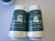 6000 YARDS 2 ROLLS Overlocking Sewing Machine THREAD Polyester WHITE
