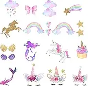 Unicorn Iron-On Transfer Iron Patches with Flowers&Stars Eco-Friendly Material Set of 3 for DIY Decorative Colorful