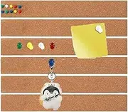Cork Bulletin Board Strip Tiles, 6 Pack with 50 Push Pins, Wall Mount for Notes and Memos