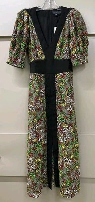 TED BAKER Lottei Crepe Panelled Puff Sleeve Midi Dress - 2 / UK 10 / US 6 - £225