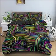 Geometric 3D Printed Bedding Set Soft Single King Queen Psychedelic 3D Abstract Duvet Cover and Pillowcase 2/3pcs Quilt Covers(4,220x240cm 3PCS)