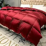 Luxury Goose Down Comforter Queen/King Size, 750 FP Fluffy Winter Warmth Duvet Insert, Ultra-Soft Silk Bedding Comforters with 8 Corner Tabs, 3D Baffle Box,Red,220x240CM/87 x94