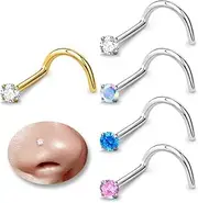 [DGhera] Nose Rings 20G Nose Screw Rings Studs Surgical Steel Piercing Jewelry 2mm CZ Nose Studs