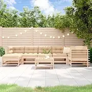 8 Piece Garden Lounge Set with Cushions Solid Wood, Garden Furniture Sets
