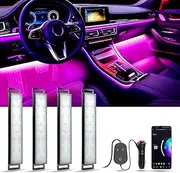YiLaie Car LED Lights Interior, Smart Interior Car Lights with App Control, Music Sync Under Dash Footwell Lighting Kit, Cigarette Lighter DC 12V for Car Accessories