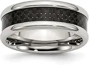[JewelryWeb] Stainless Steel Polished Carbon Fiber 8mm Band Ring Size 8-Band Style-Ring for Women and Men