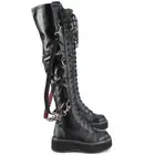 Demonia Emily-377 Black Vegan Leather Platform Boots • Ships in 2-4 Weeks • G...