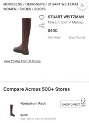 Stuart Weitzman Size 9B Made in Mia Lift Boot Mahogany