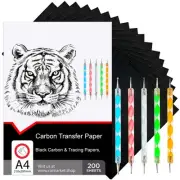 200 Sheets Black Carbon Paper for Tracing On Fabric | Carbon Paper for Tracin...