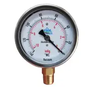 New PRM 0 to -140" WC / 0 to -10" HG Vacuum Gauge 2.5” SS Case ¼” NPT Bottom