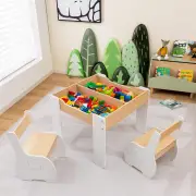 Costway4-in-1 Wooden Kids Activity Table and Chair Set for Drawing and Studying-White