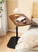 C Shaped Side Table,New Adjustable Height C Shaped End Table,360°Swivel Couch Side Tables for Small Spaces,Bed Side Table for Sofa/Bathtub,Rotating Tabletop(Walnut)