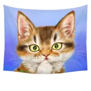 Funny Cat Faces Drawings Surprised Kitten Tapestry