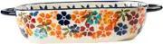 OKUMEYR Ceramic Baking Pan Two Ears Dinner Serving Plate Binaural Baking Dish for Food Storage Lightweight