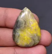 Natural Yellow Bumble Bee Jasper Pear Shape Cabochon Loose Gemstone 39.40Ct