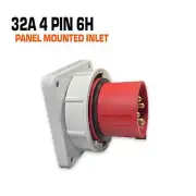 QIXING IP67 Panel Mounted Inlet - 32A 4 Pin QX832