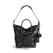 BALENCIAGA Le Cagole Medium $2700 Black Arena Leather Tote Bag New And Authentic
