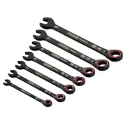 Draper Metric Reversible Ratchet Combination Spanner Set Black 7 Piece 03911