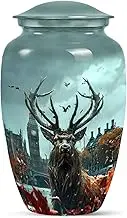 Deer Cremation Urns for Human Ashes - Lake Green Urns for Human Ashes Adult Man & Women - Urn for Ashes Adult Male - 10 Inch - Funeral Urn for Adult Ashes Men