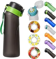 [Alpha Fit] Scent Water Bottle, Air Up Drink Bottle with Pods, Kids Water Bottle, Air Up Water Bottle, for Kids, 25oz, 750ml (Green Black - 1 bottle (25 oz/750 ml) + 3 pods in random flavors)